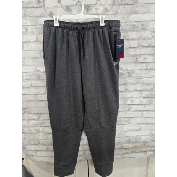 Reebok Men's Doubletime Knit Jogger Gray XL Slim Zip Pockets New‎ Tags $70 - Picture 1 of 10